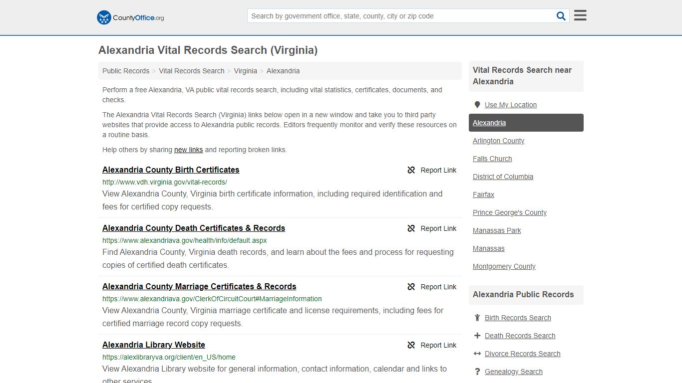 Vital Records Search - Alexandria, VA (Birth, Death ...